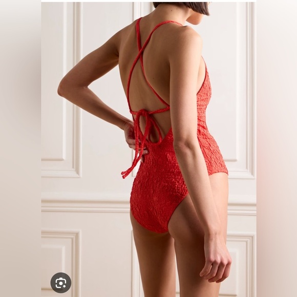 Mara Hoffman Olympia One-Piece Swimsuit – S – Poppy Red, Chic & Sustainable - Picture 3 of 7